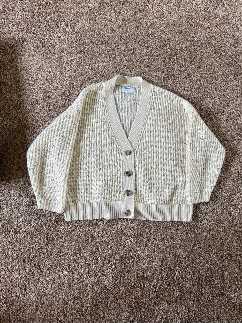 Old Navy heatherd oatmeal cardigan. Sz L